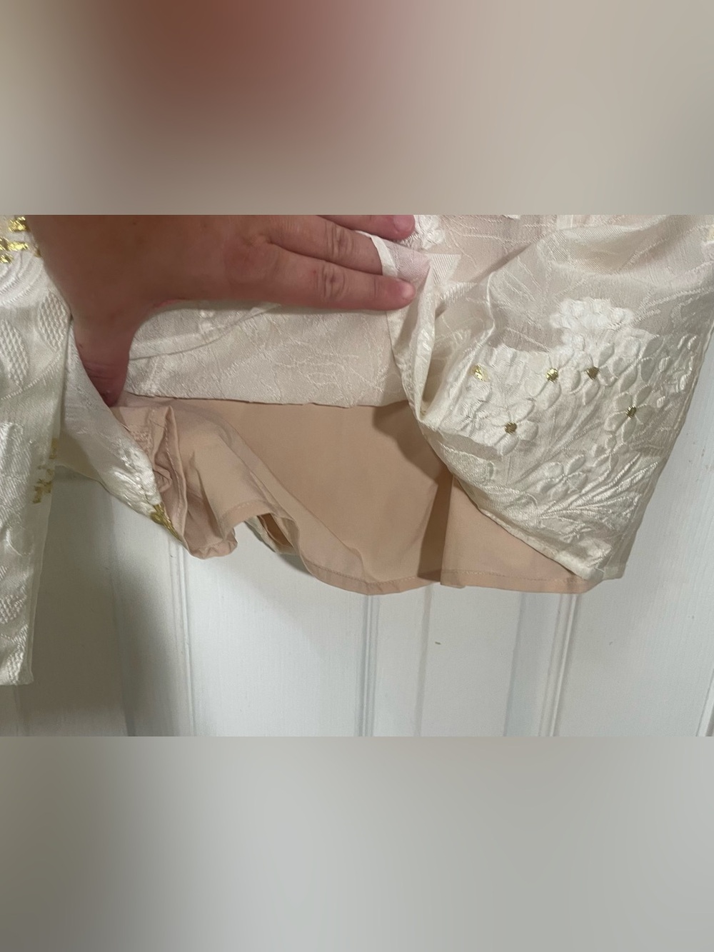 Elliatt Octavia Bow Dress Large Mini Party Bridal Cocktail Ivory Gold Revolve - Picture 7 of 10